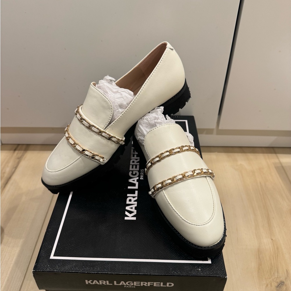 Karl Lagerfeld White Loafers